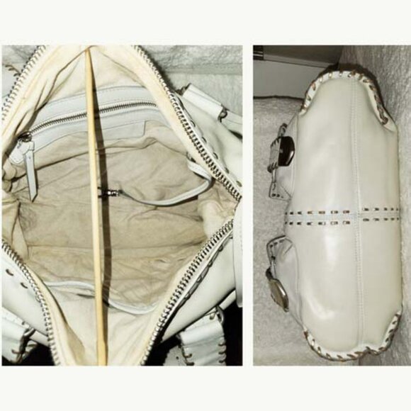 MICHAEL KORS CREAM LEATHER SHOUOLDER HANDBAG WITH A ZIP CLOSURE - Picture 6 of 6